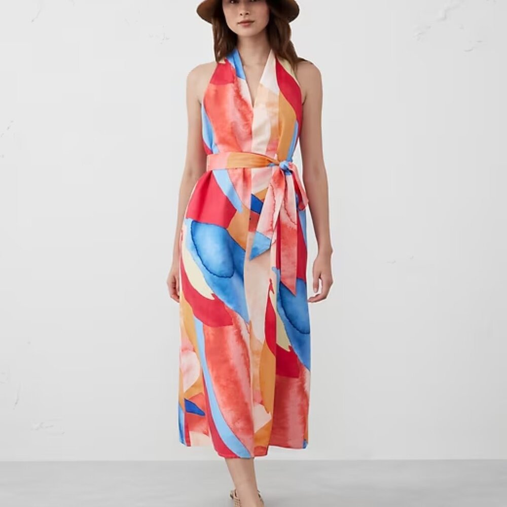 Banana Republic Linen Cotton Twist-Back Midi / Maxi Dress Large Wedding Guest
